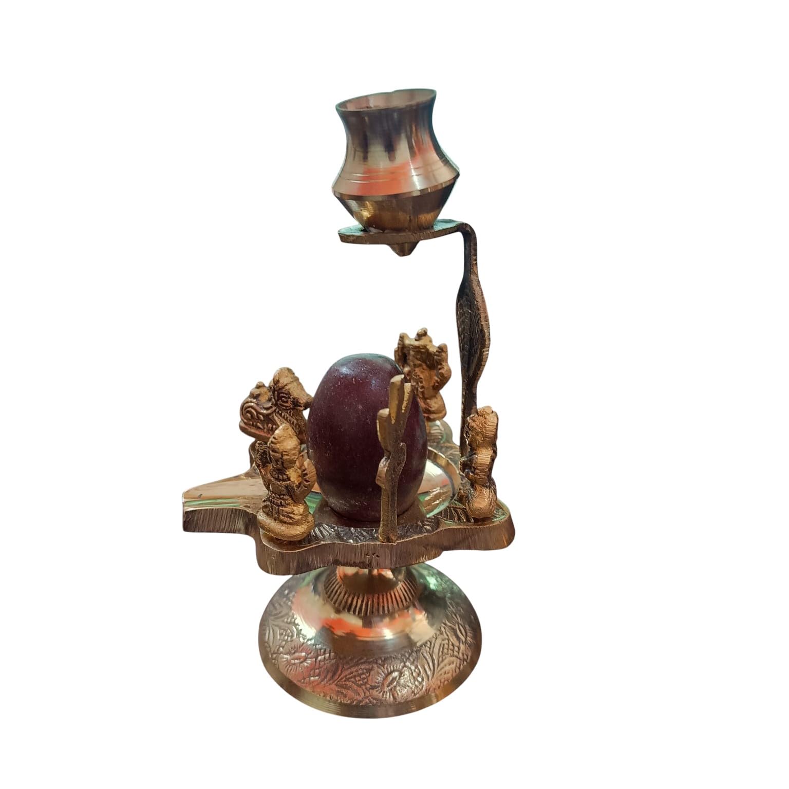 Srimaa Ventures Shiv Parivar Brass Idol | Narmadeshwar Lingam With Parvati, Ganesh, Kartikeya & Nandi Ji Divine Murti For Jalabh