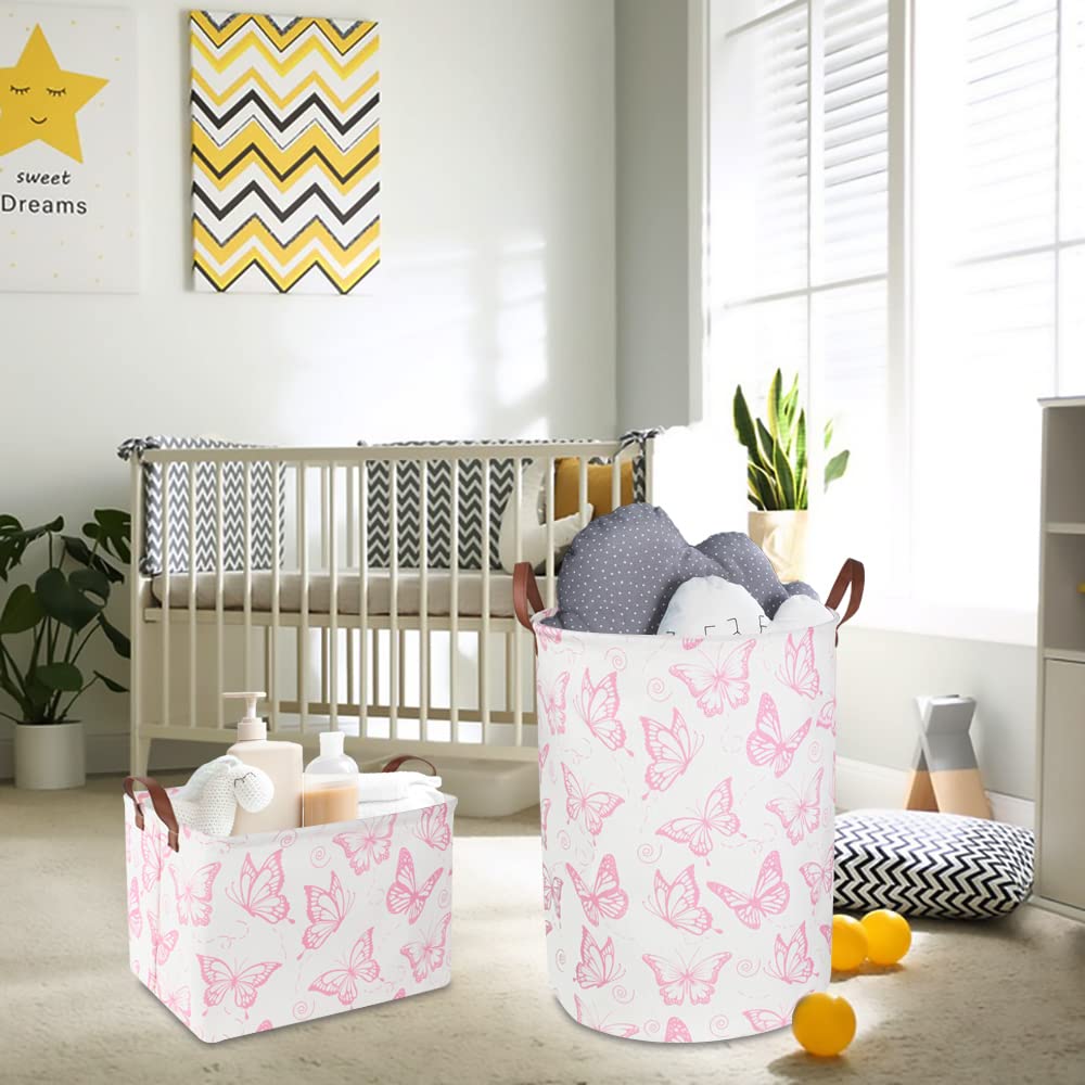 CLOCOR Rectangular Pink Basket, Collapsible Storage Bin, Waterproof Storage Box with Handles, Gift Organizer, Shelf Basket(Pink