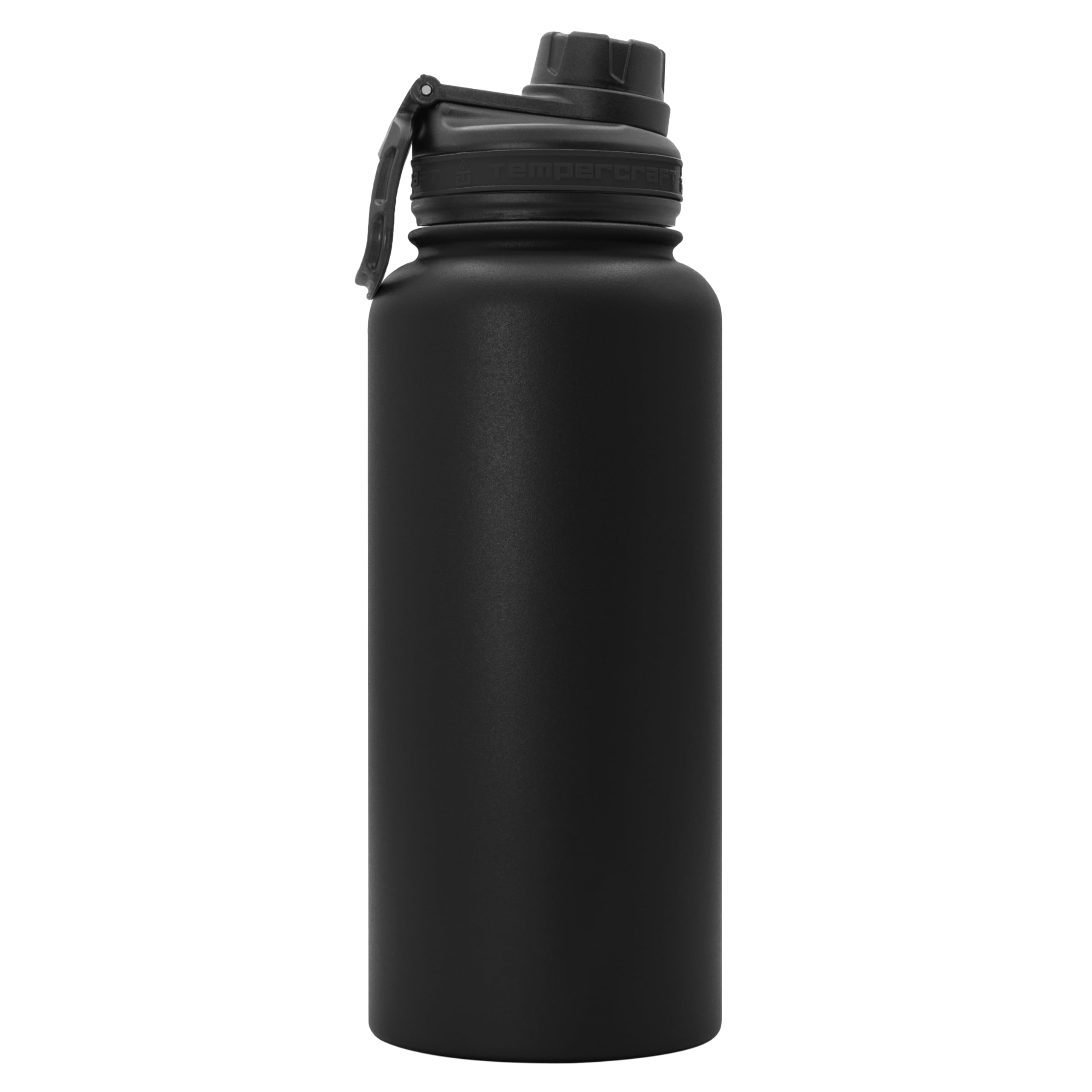 Tempercraft 32 Oz Vacuum Insulated Sport Bottle W/Laser Engraved Customization Options - Stainless Steel, Double-Walled, Wide Mo