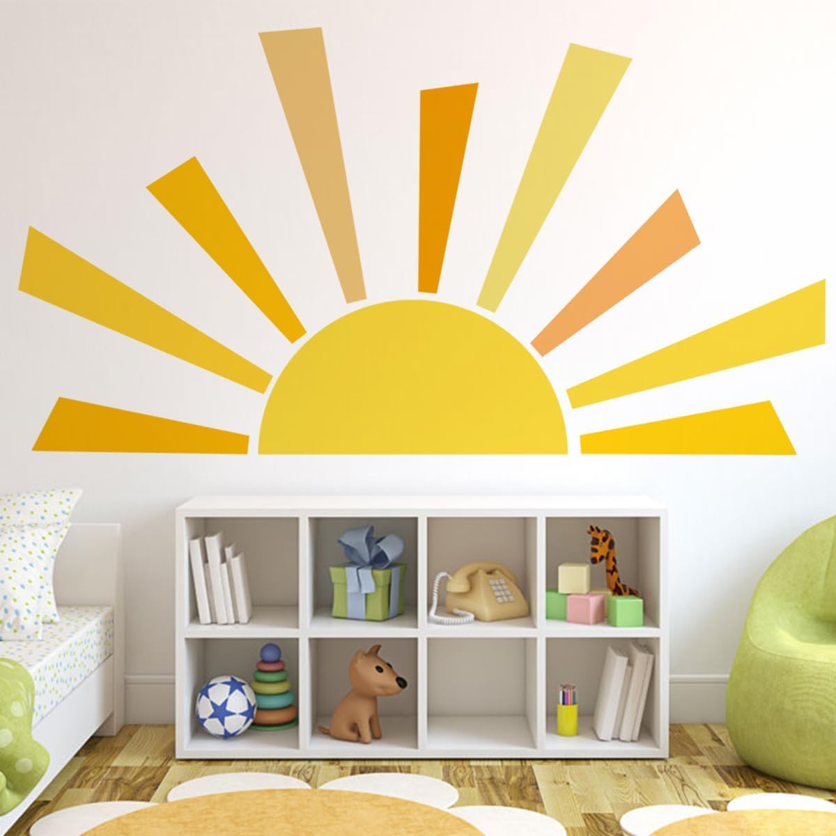 67.7X38.9 Inch Boho Half Sun Wall Decal Large Wall Decal Sunshine Wall Stickers Vinyl Wall Decals Removable Peel And Stick Wall