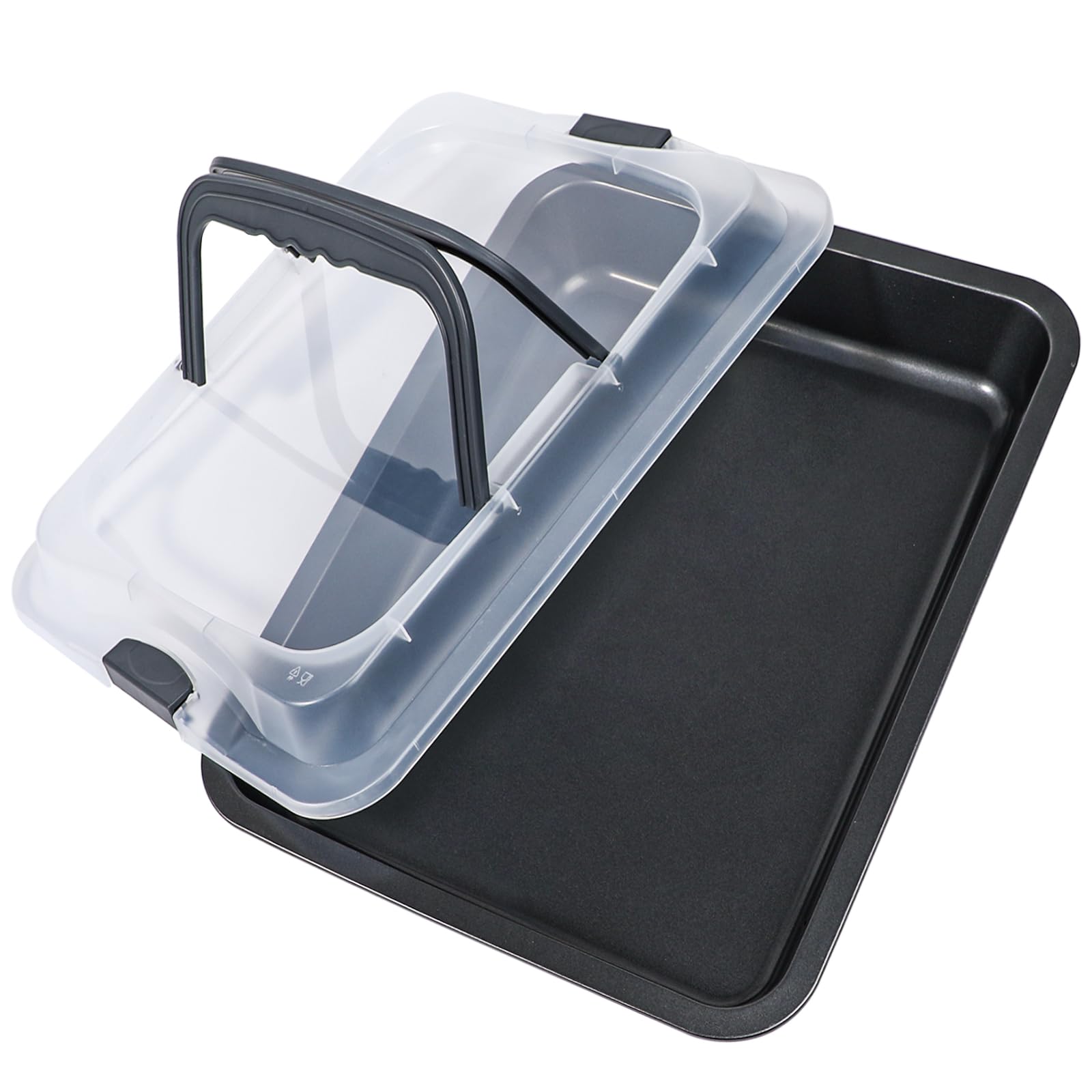 Webake 15x10 Baking Pan with Lid and Handle, NonStick Jelly Roll Pan, 2Piece Set Rectangle Cake Carrier for Transport & Serve