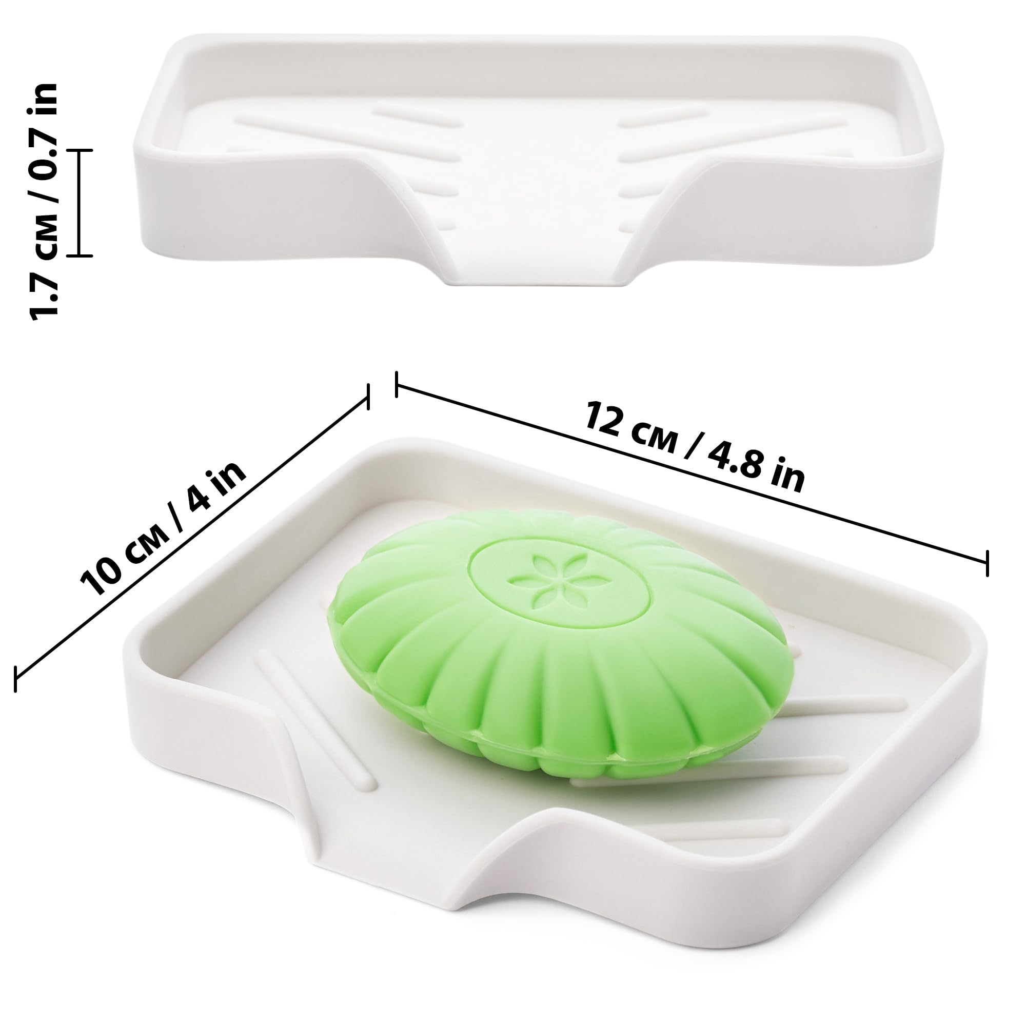 Silicone Soap Dish & Kitchen soap Tray - Self draining soap Dish  Soap Dish Shower | Silicone soap Holder | Soap Holder for Kitchen Sink | Small soap Dish - Durable Rubber Soap Dish with Drainage