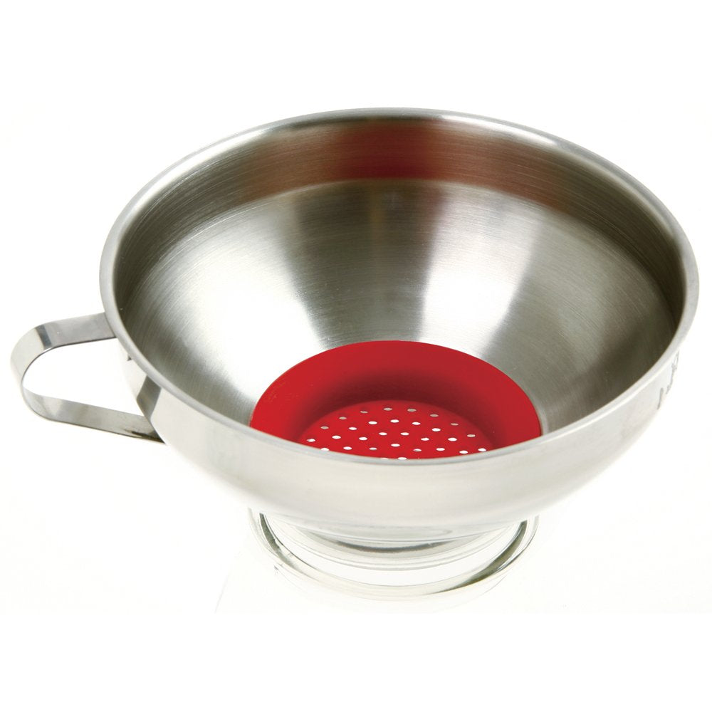 Norpro Stainless Steel Wide Mouth Funnel With Silicone Strainer, 2.25In/5.5Cm, As Shown