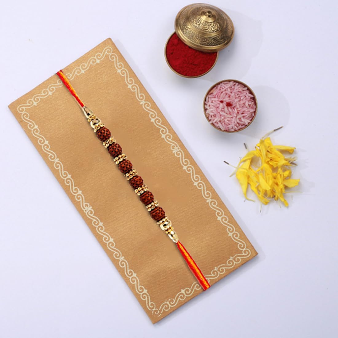 KivStar Happy rakshabandhan Quotes Printed White Mug with Designer Rakhi, Roli, Chawal + rakshabandhan Wishing Card(Multicolor)