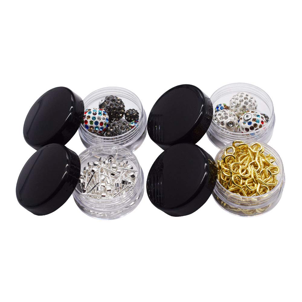 Healthcom 10 Gram Jar,10 Ml Jar, Cosmetic Sample Storage Containers New Plastic Empty Black Lid For Make Up Eye Shadow Creams Li