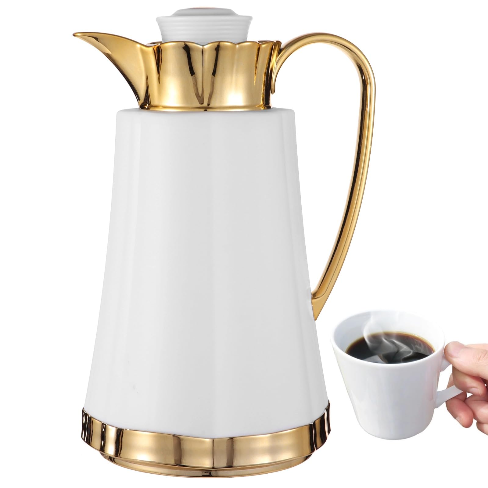 33.82 Fl Oz Thermal Coffee Carafe, ArabicStyle Coffee Pot, Insulated Vacuum Flask with DoubleWalled Vacuum Insulation, Wide Mo