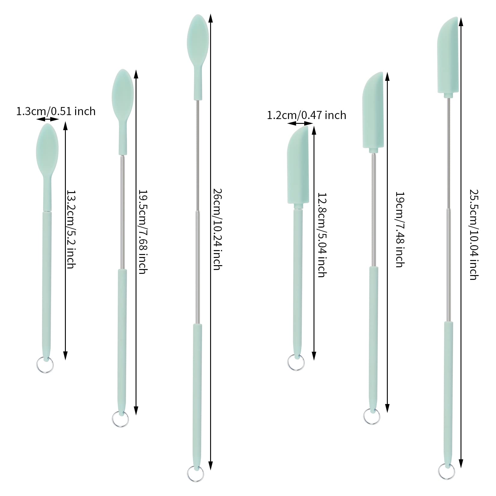 8Pcs Mini Silicone Telescopic Spatula And Scooping Spoon Set Tiny Jar Spatula Adjustable Small Spatulas Reusable Handle Scraper