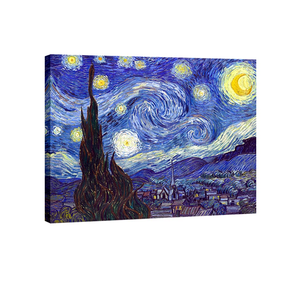 Wieco Art Starry Night Canvas Print Of Van Gogh Oil Paintings Reproduction Modern Canvas Print Artwork Abstract Landscape Pictur