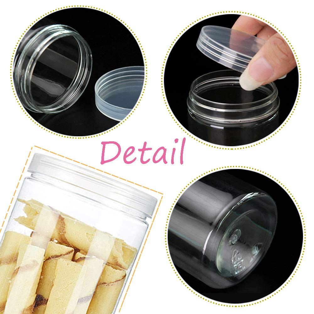 3 Pcs 46Oz/1360Ml Clear Plastic Round Storage Jars,Empty Plastic Jars With Lids,Clear Plastic Storage Jars With Screw On Lids Fo