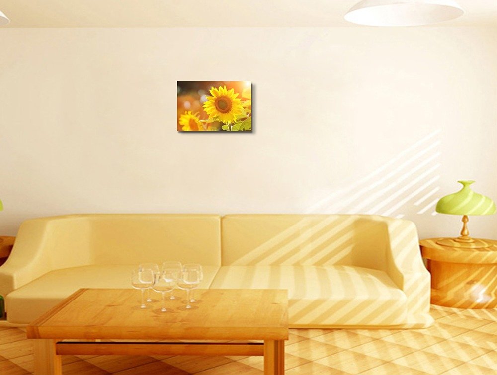 Canvas Prints Wall Art - Big Beautiful Yellow Sunflowers In A Sunny Day | Modern Wall Decor/Home Decoration Stretched Gallery Ca