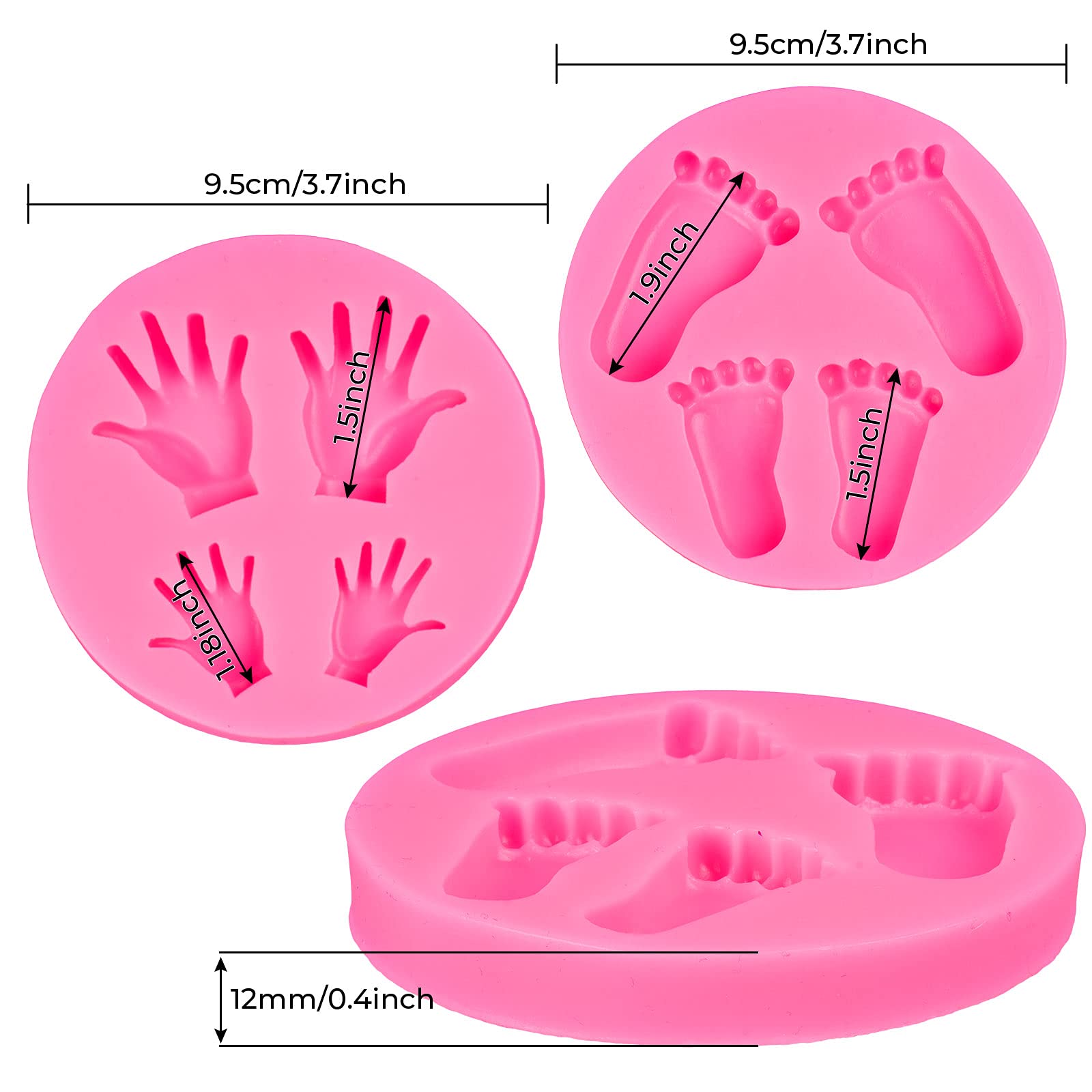 Whaline Silicone 3D Baby Feet Hands Mold Pink Chocolate Fondant Mould Baby Shower Candy Cake Topper Decoration Diy Baking Puddin