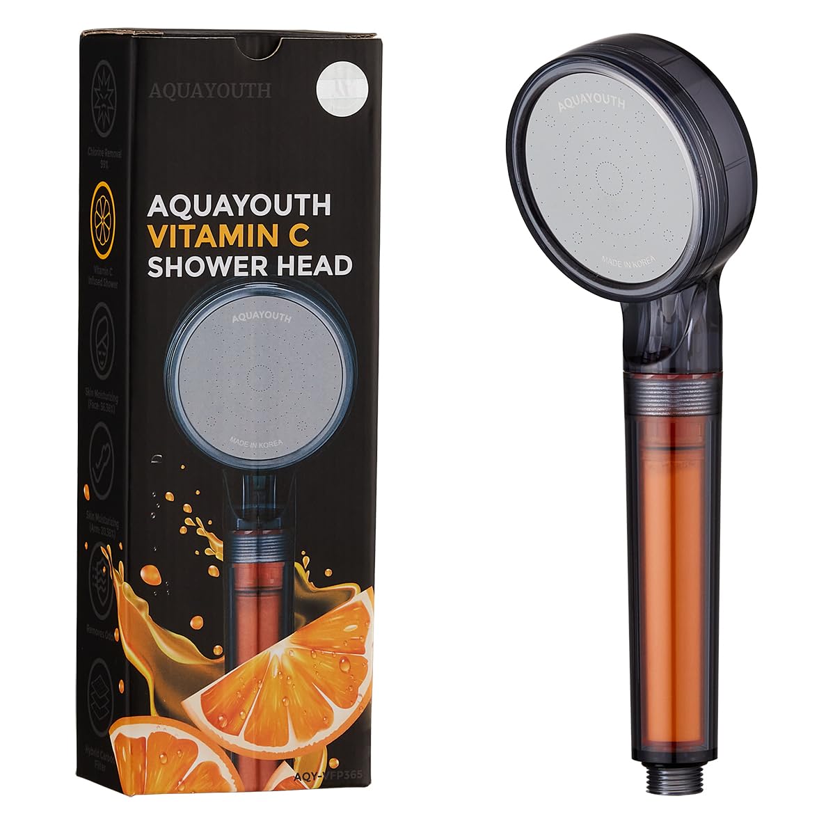 Aquayouth Vitamin C Handheld Shower Head | Built-In Vitamin C + Ceramic Balls Reduces Chlorine & Chloramine, While Improving Ski