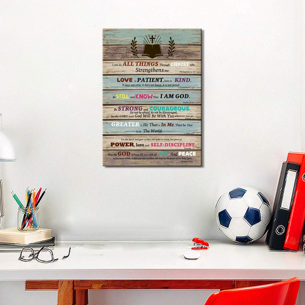 Motivational Wall Art Bible Verse Christian Wall Decor Scripture Inspirational Wall Art For Living Room Bathroom Rustic Religiou