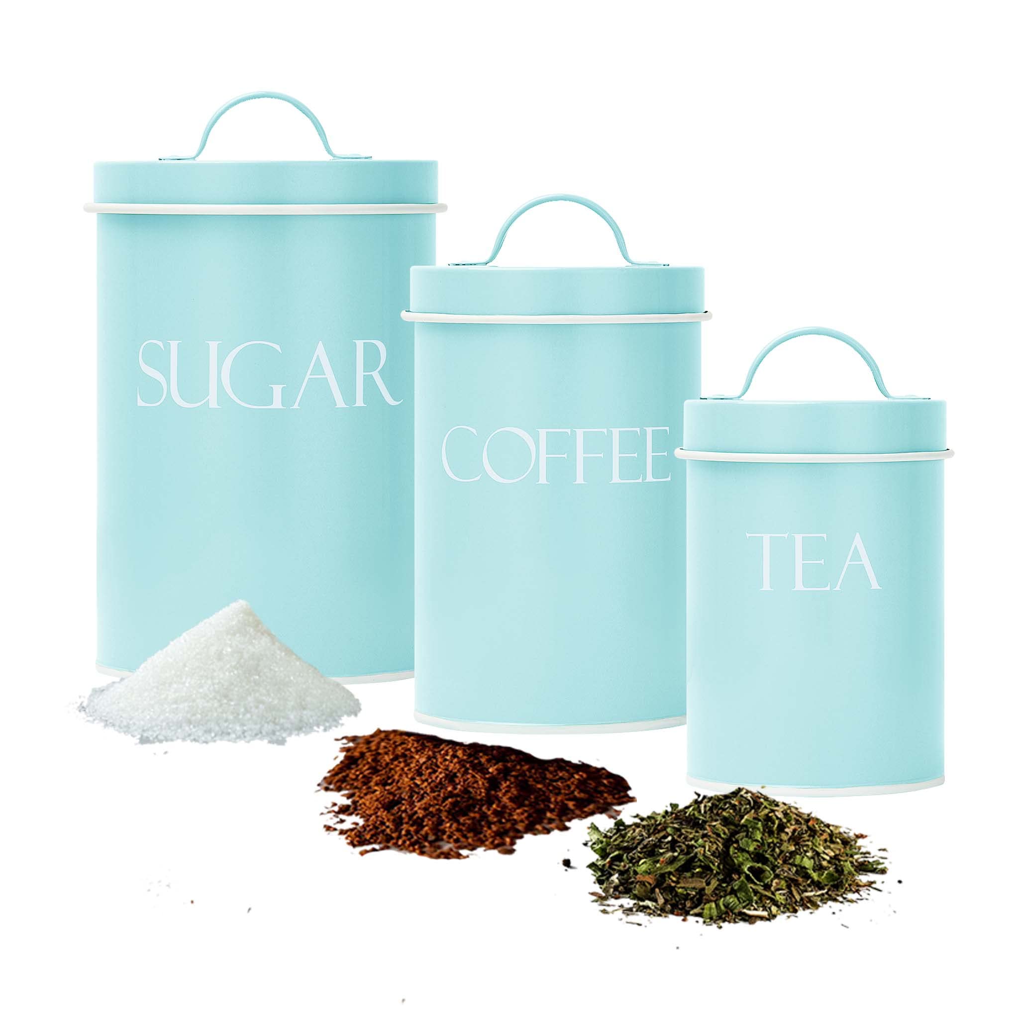 Outshine Kitchen Canisters For Countertop Set Of 3 | Farmhouse Canister Sets For Kitchen Counter Mint | Flour Sugar Coffee Canis