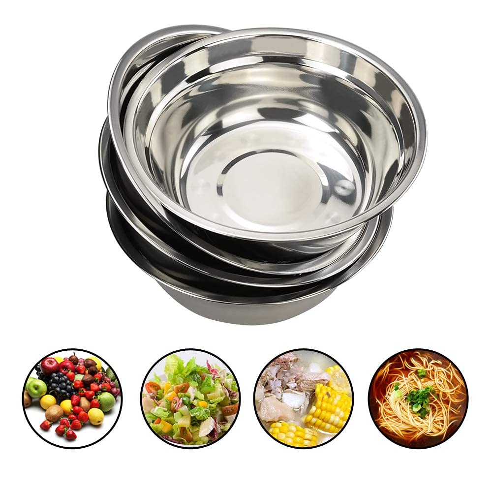 Begale 4-Pack Stainless Steel Mixing Bowls, Metal Prep Bowls