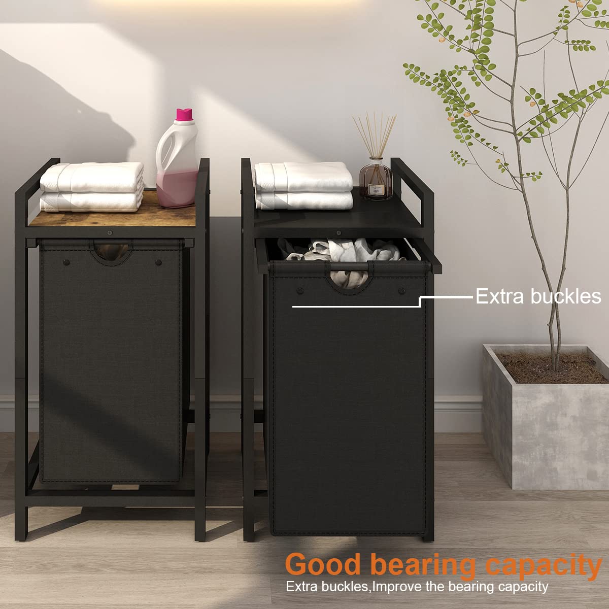 LAATOOREE Laundry Hamper  Two-Color Laundry Basket with Removable Laundry Bag and Top Shelf  Clothes Hamper for Samll Space Laundry Room  Bedroom  Bathroom