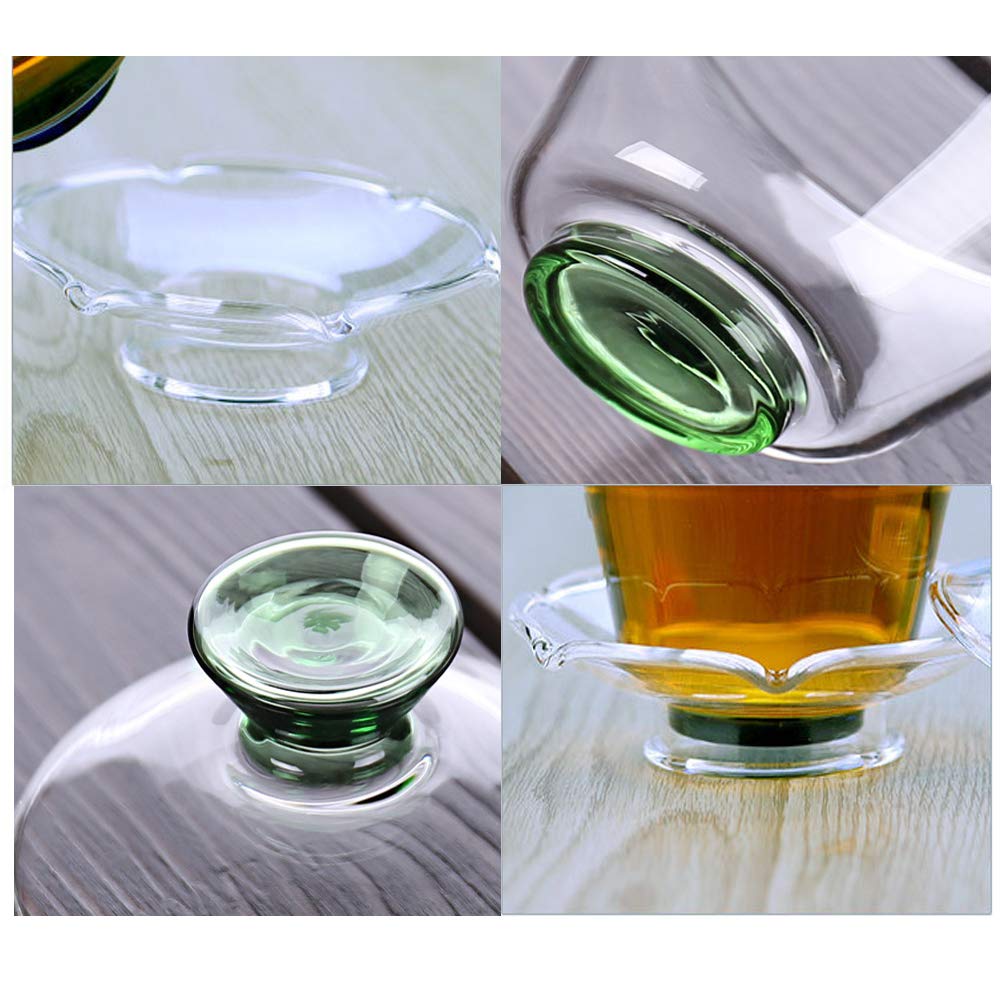 Woonsoon Chinese Glass Gaiwan Traditional Kongfu Tea Cup 170Ml,Classic Tea Set Cup With Lid And Saucer