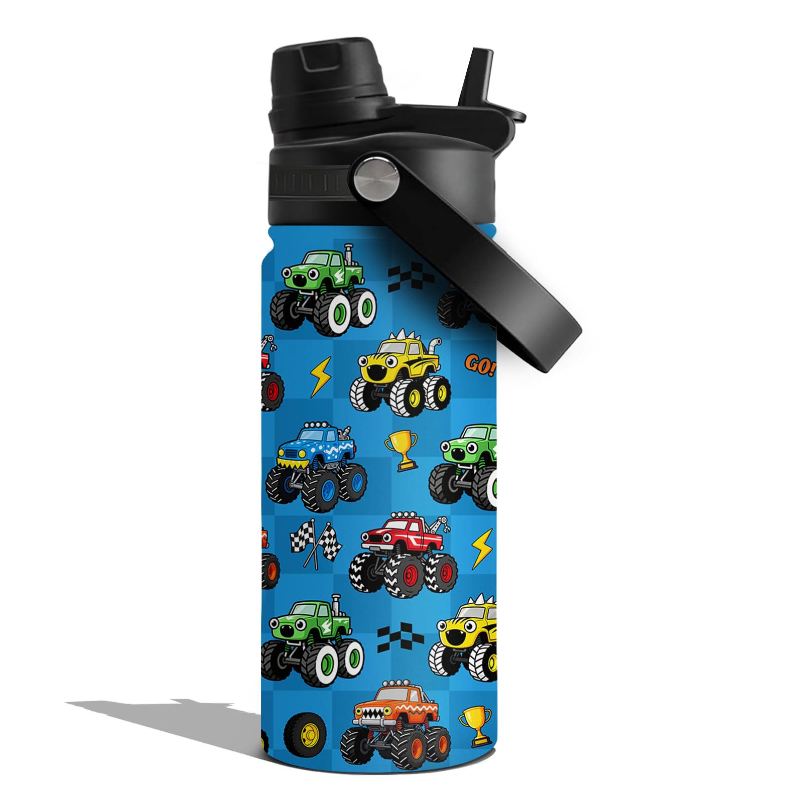 Goiicoln Trucks Water Bottle 18oz, Insulated Trucks Tumbler with 2in1 Lid