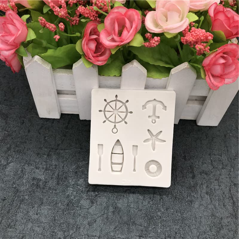 Playing Mold Mini Sea Oar Boat Anchor Star Rudder Lifebuoy Silicone Mold Tools For Make Chocolate Hard Candie Dessert Ice Fondan