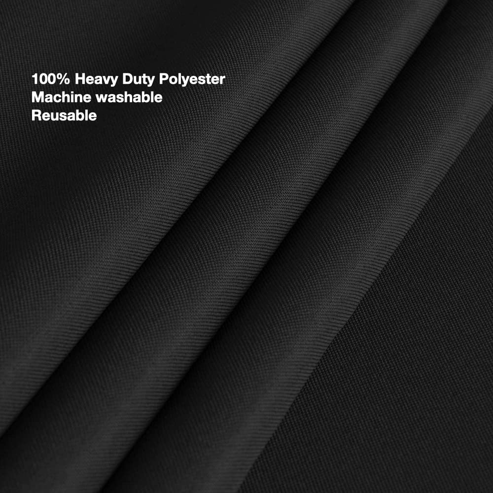 Urby 70 X 120 Inch Polyester Rectangular Table Cloth for 6-8 Foot Table That Seats 6-8 Person - Fits Folding Tables  Picnic Tables  Dining Tables - Machine Wash Reusable & Wrinkle Free - Black