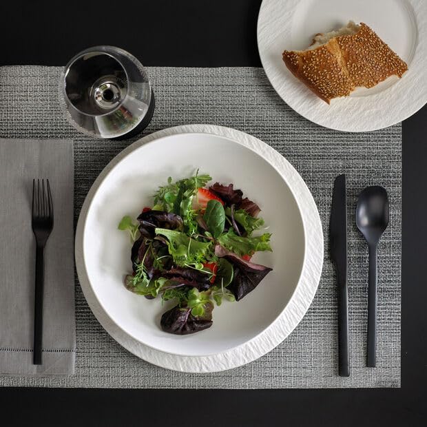 Villeroy & Boch Manufacture Rock Blanc 12-Piece Dinnerware Set, Service for 4, Plates & Bowls, Premium Porcelain, Made in German