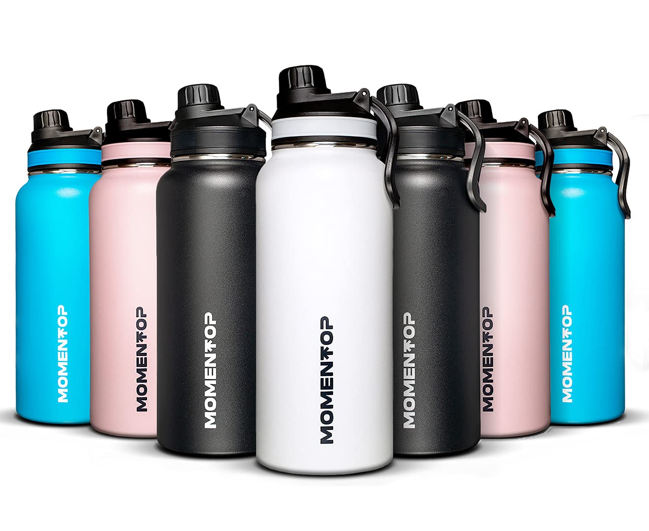Momentop Water Bottle With 2 Lids | 24 Hr Cold & 12 Hr Hot | Bpa Free | No Condensation | Insulated Stainless Steel | Leak Proof