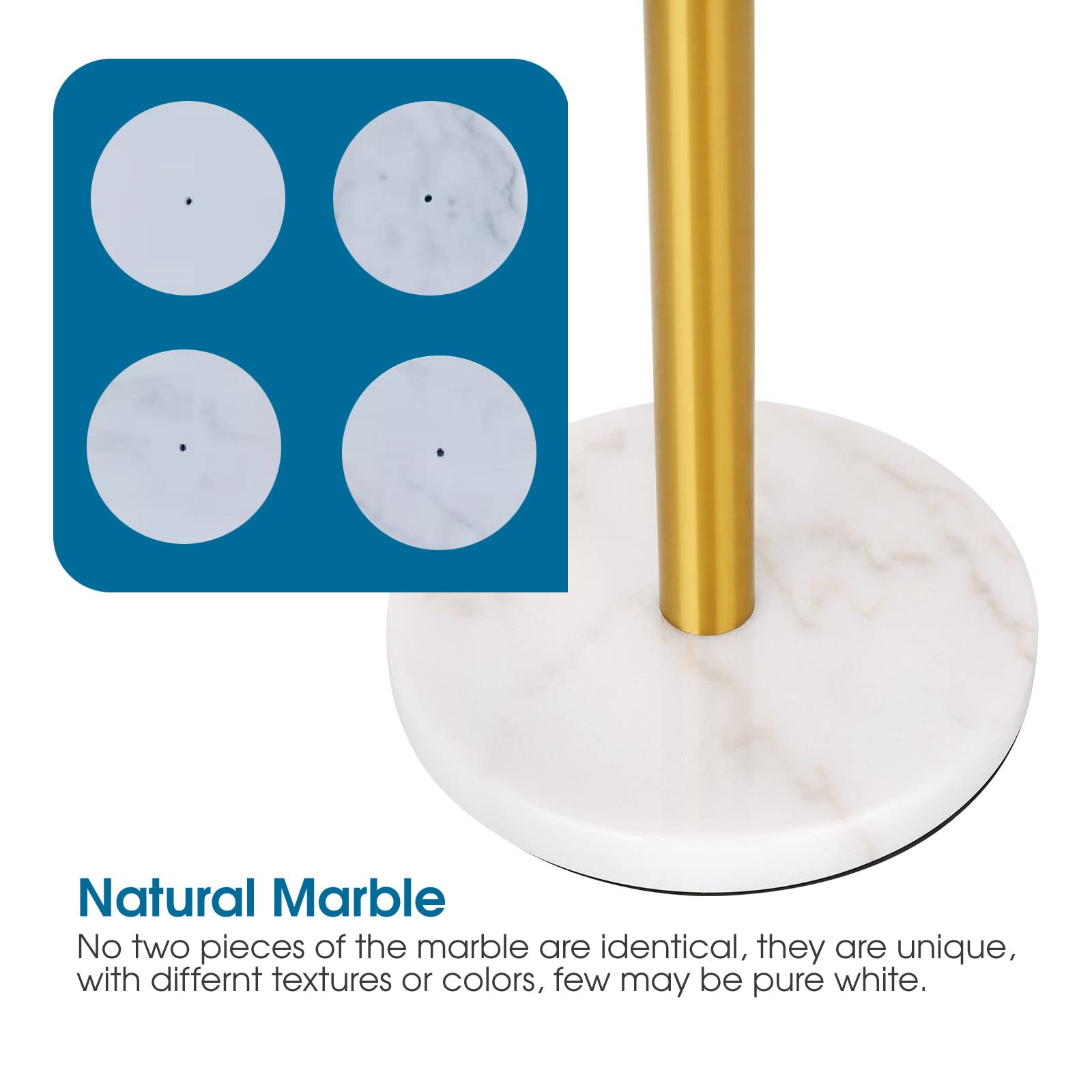 Siwil Paper Towel Holder Stand, One-Handed Ripping Paper Towel Roll Holder Countertop, Heavy Marble Base, Not Tip Over - (Marble