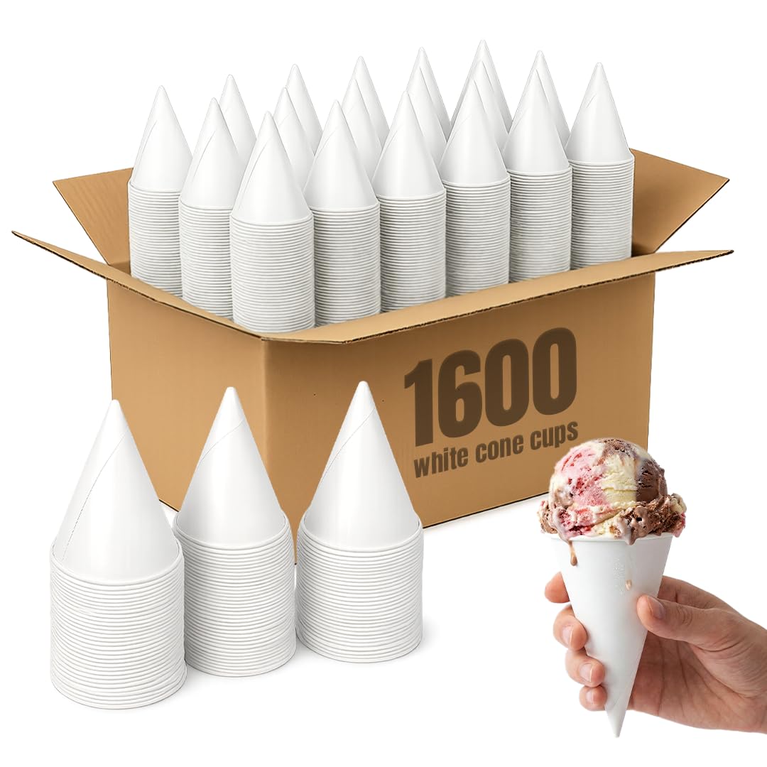 EXITOGLOBAL Paper Snow Cone Cups Bulk (Pack of 16004.5 Oz) Paper Cone Cups for Water Cooler Dispenser, LeakProof, Snowcone 4.5