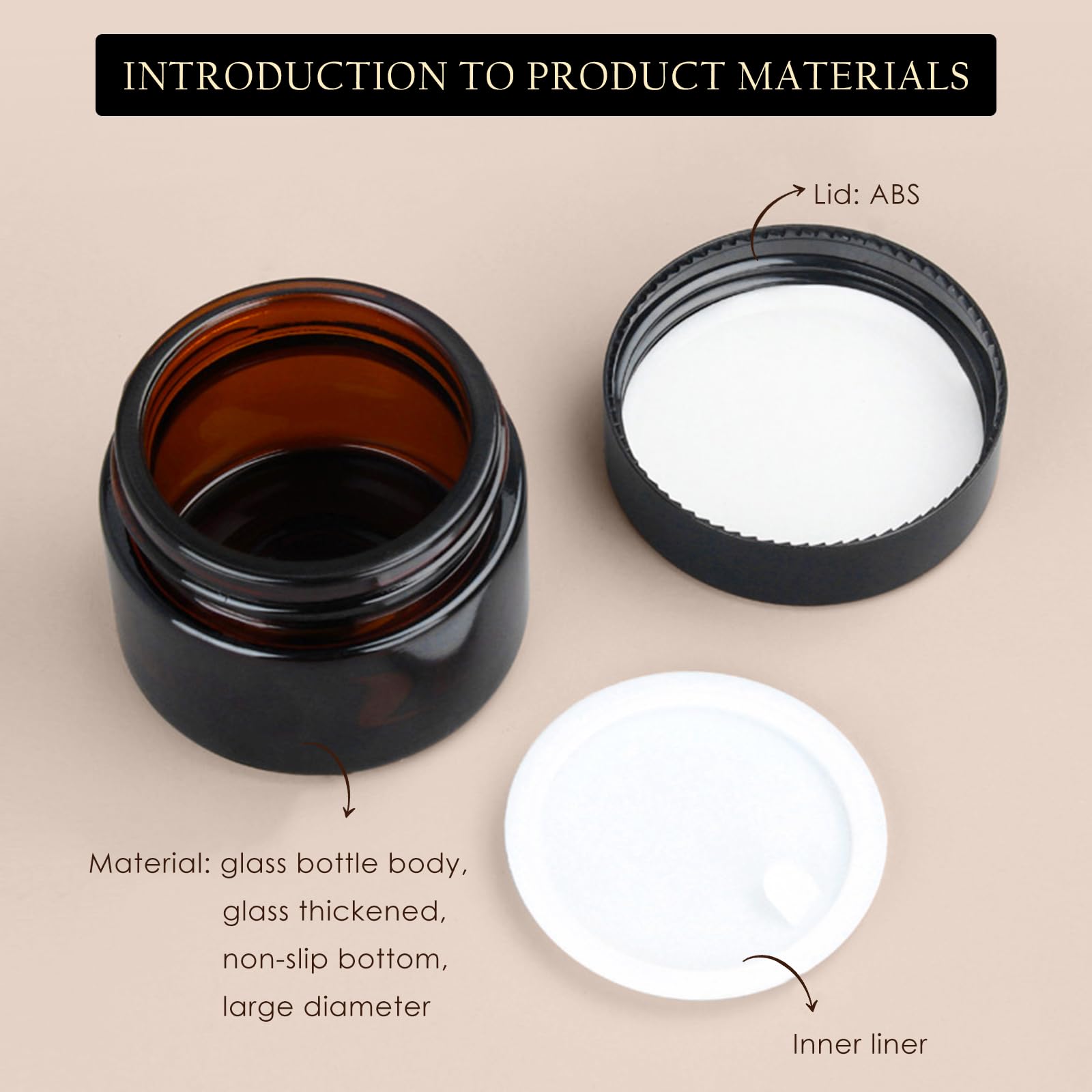 Lil Ray 1 Oz Round Amber Glass Jar With Inner Liners And Gold Lid (12Pcs)