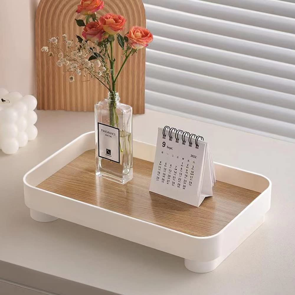 Mrpapa Bathroom Tray, 9A6 Vanity Trays, White Rectangle Decorative Catchall Organizer Storage Small Dresser Tray Counter Perfume