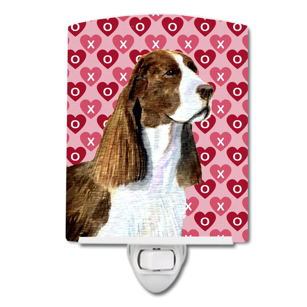 Caroline'S Treasures Ss4513Cnl Springer Spaniel Hearts Love Valentine'S Day Ceramic Night Light Compact, Ul-Certified, Ideal For