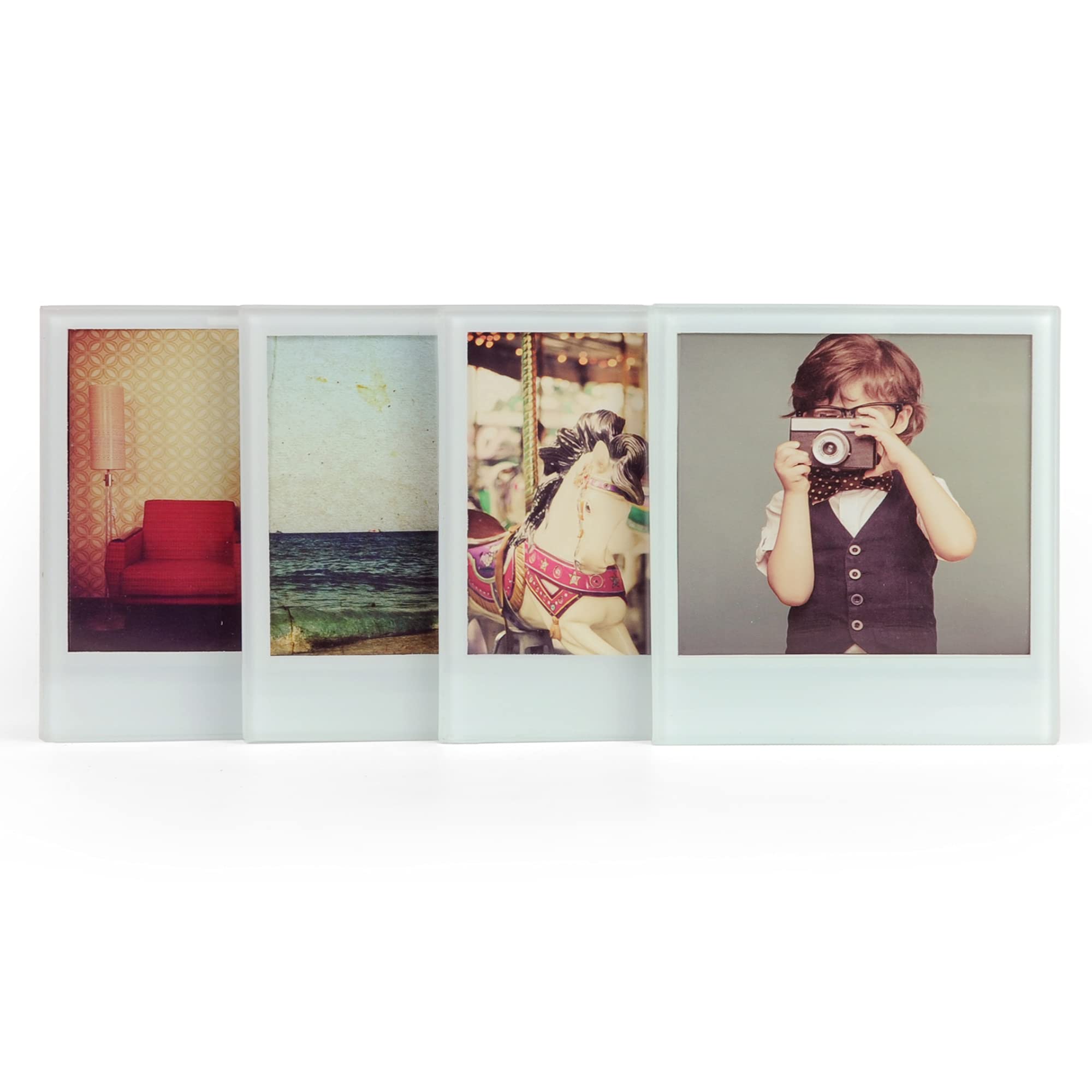 Mustard Glass Coasters Set Personalize Your Drinks Mat - Instant Photo