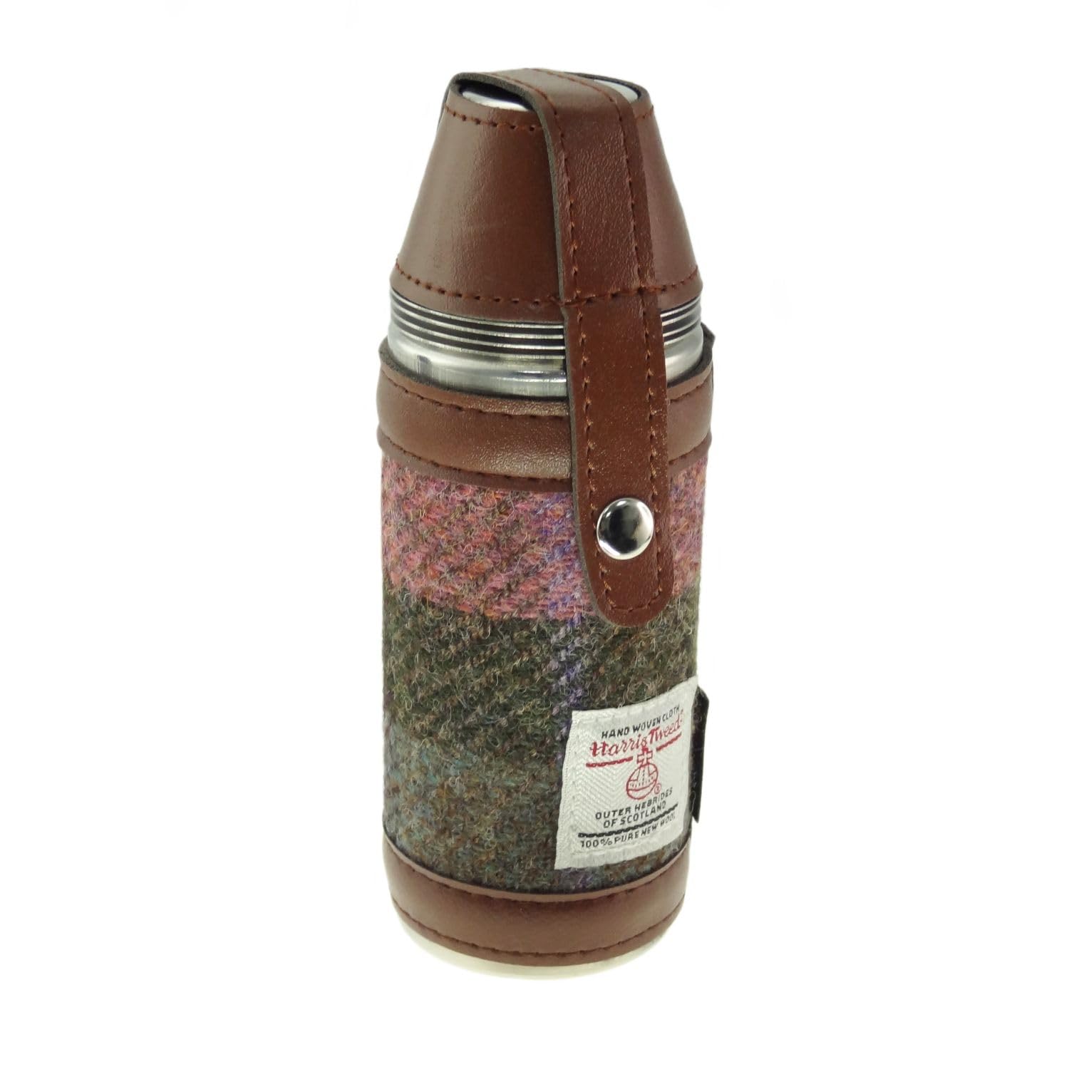 Glen Appin of Scotland Harris Tweed Hunting Flask (Green & Rose Pink Tartan)
