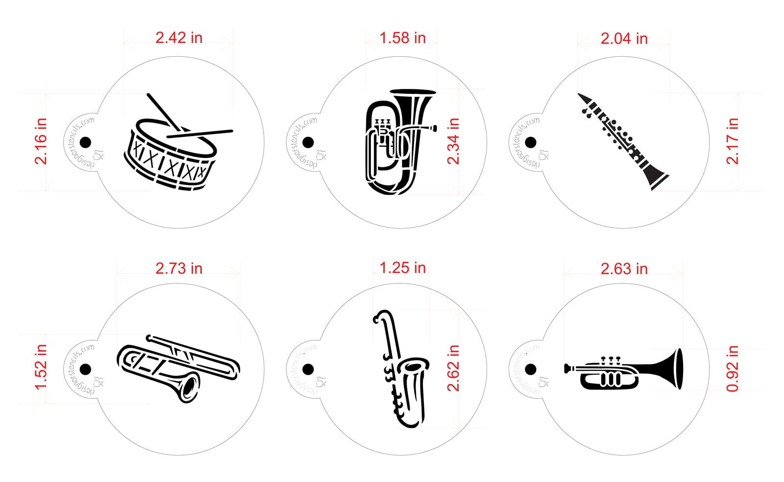 Marching Band Instruments Cookie Stencil By Designer Stencils