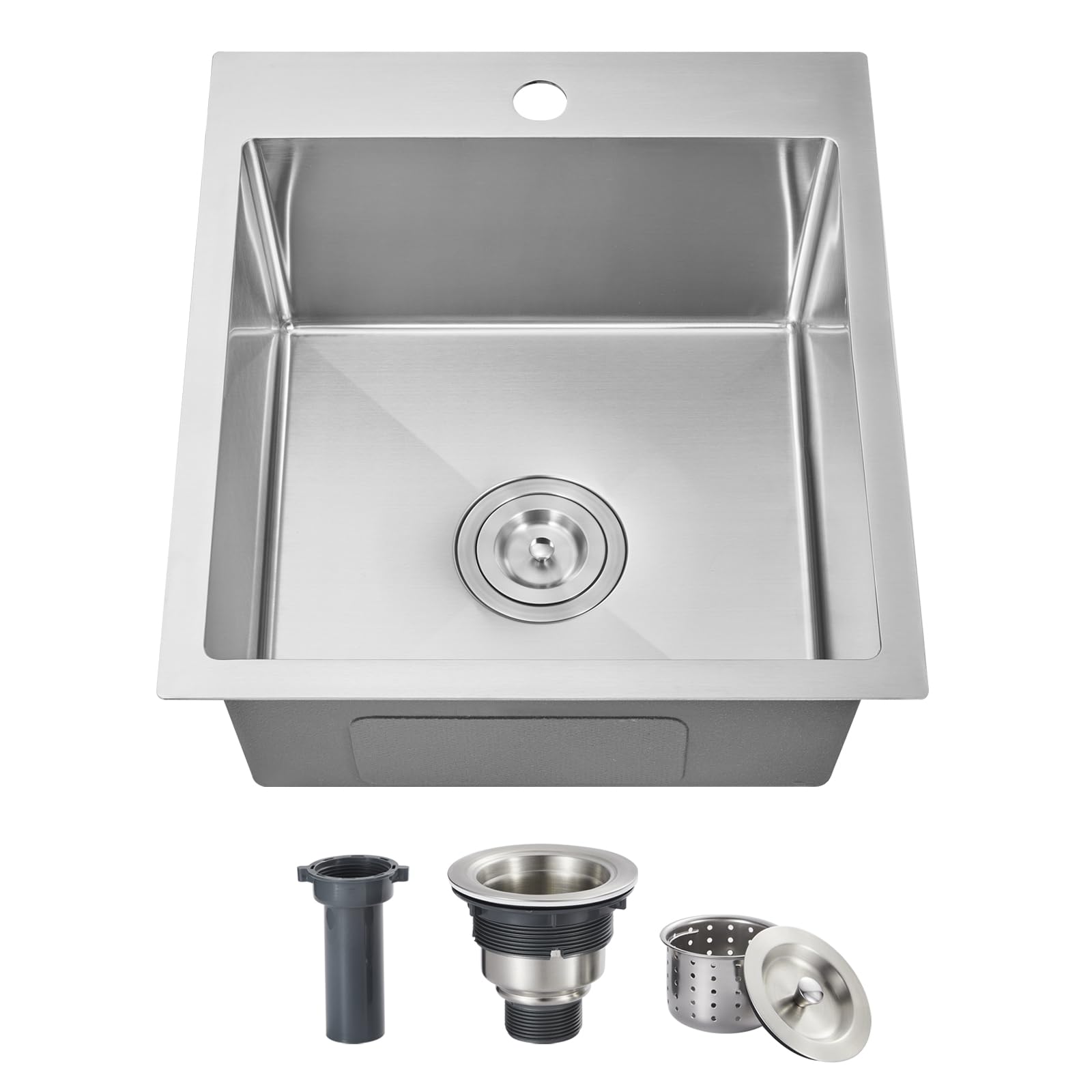 Rovogo 17X19X8 In. Bar Sink Drop In, Top Mount Kitchen Sink Single Bowl 304 Stainless Steel, Small Wet Bar Prep Sink With 1 Hole