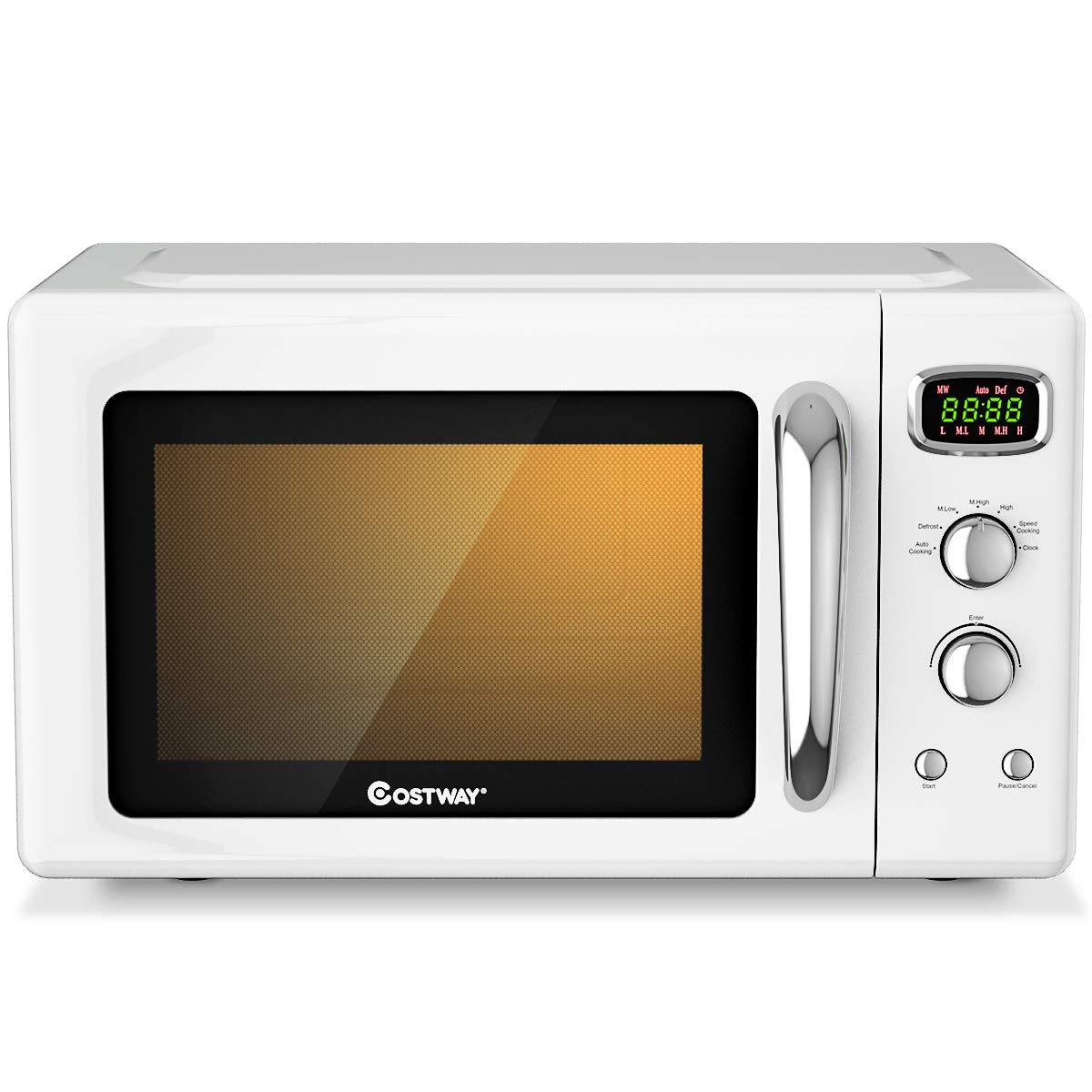 Costway Retro Countertop Microwave Oven, 0.9Cu.Ft, 900W Microwave Oven, With 5 Micro Power, Defrost & Auto Cooking Function, Led