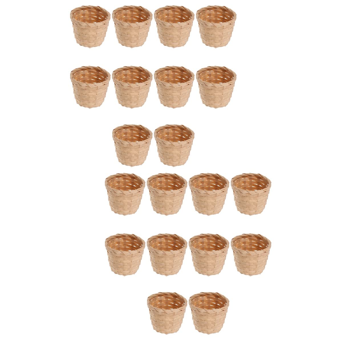 Doitool 20Pcs Mini Woven Baskets For Treats And Decor, Mini Woven Baskets Without Handles For Party Favors Crafts Decor (7.5X7.5