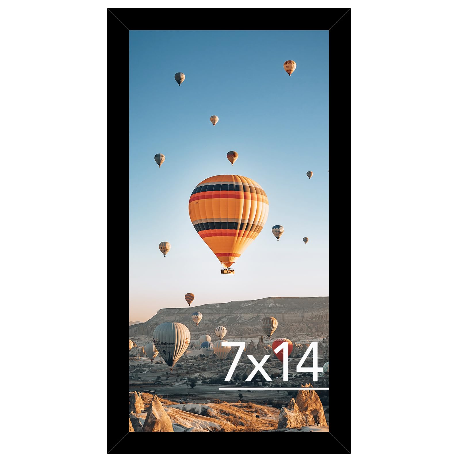 JCJMY 7x14 Picture Frame Black for Wall Hanging or Tabletop, Wall Mounting Horizontally or Vertically, 7 x 14 Wall Gallery Poste