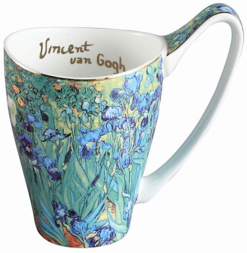 YBKTEX Bone China Teacup, 16oz Van Goghs Paintings (Iris Flower)