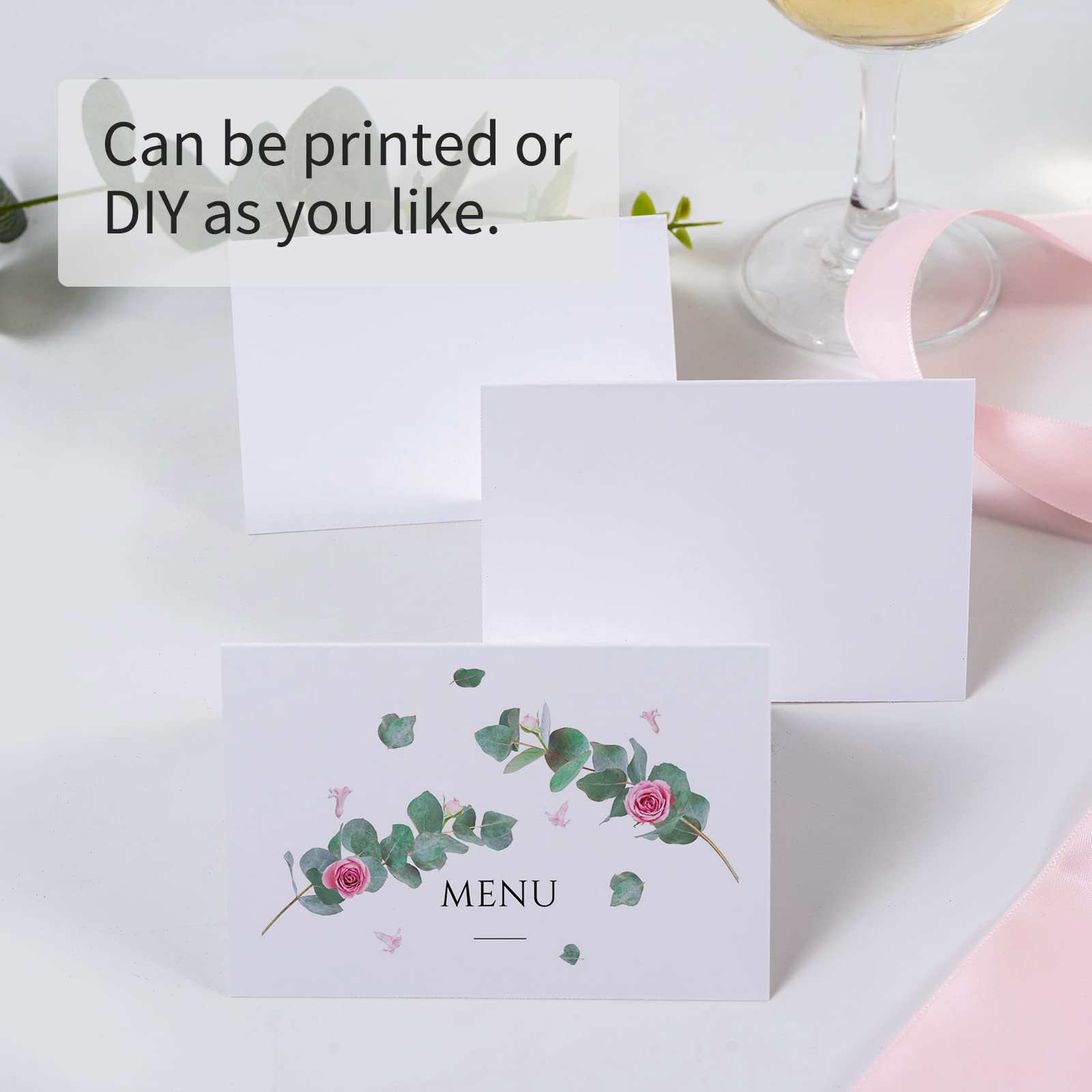 Place Cards For Table Setting - 50 Pcs White Blank Tent Place Cards For Weddings, Name Tents Placecards 3.7'' X 2.48''(Folded)