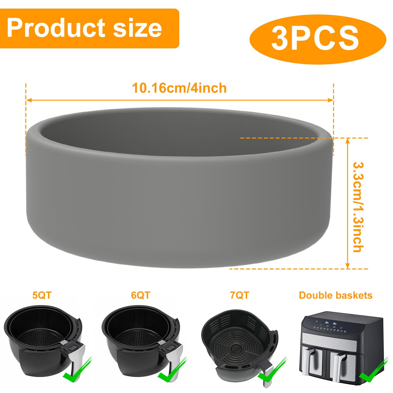 3Pcs Air Fryer Egg Mold, Reusable Egg Bite Maker, Nonstick Silicone Egg Molds, Microwave Egg Cooker, Silicone Egg Poacher Cups,