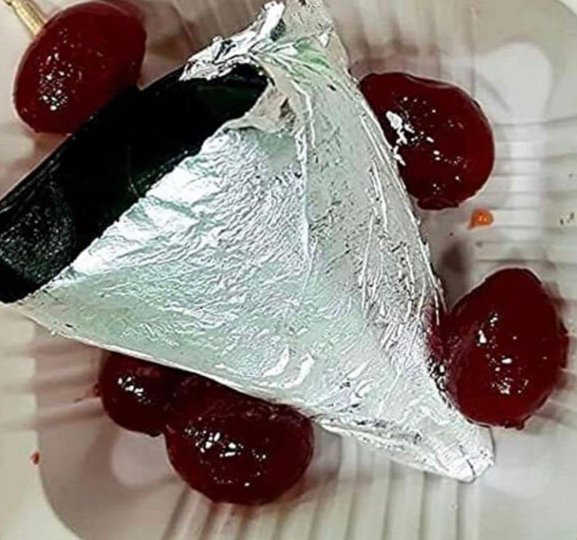 Golden Star Waraq Company Chandi Vark/Edible Silver Leaf Jumbo Sized 4X6 Inch Sheet/German Finest Silver Leaves for Sweets/Face