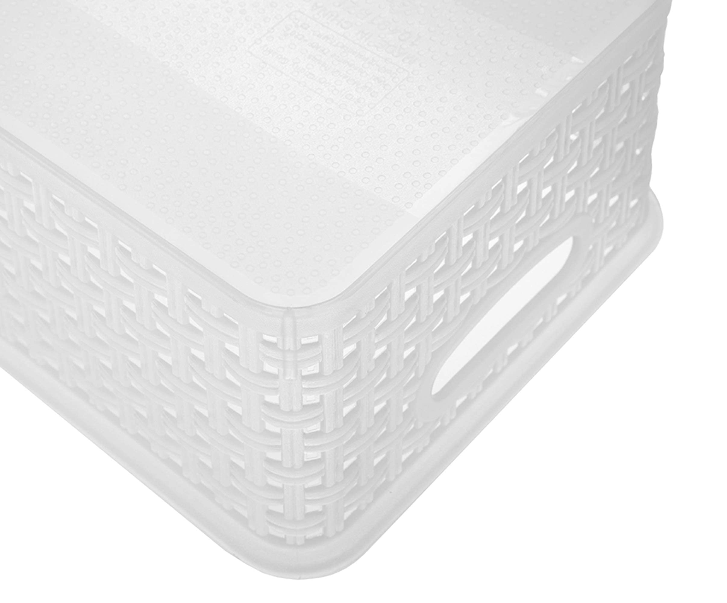 Clear Plastic Woven Storage Basket, 6-Pack Weave Basket Organizer For Kitchen Offices Bathrooms