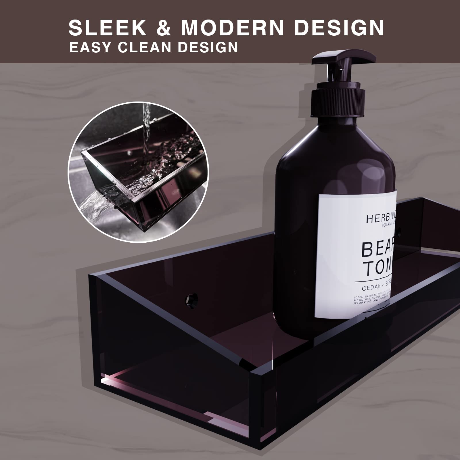 Bakzon Acrylic Wall Mount Organizer, Adhesive Shelf, Bathroom Shelves For Wall, Self Adhesive Organizer, No Drilling Hang Walls,