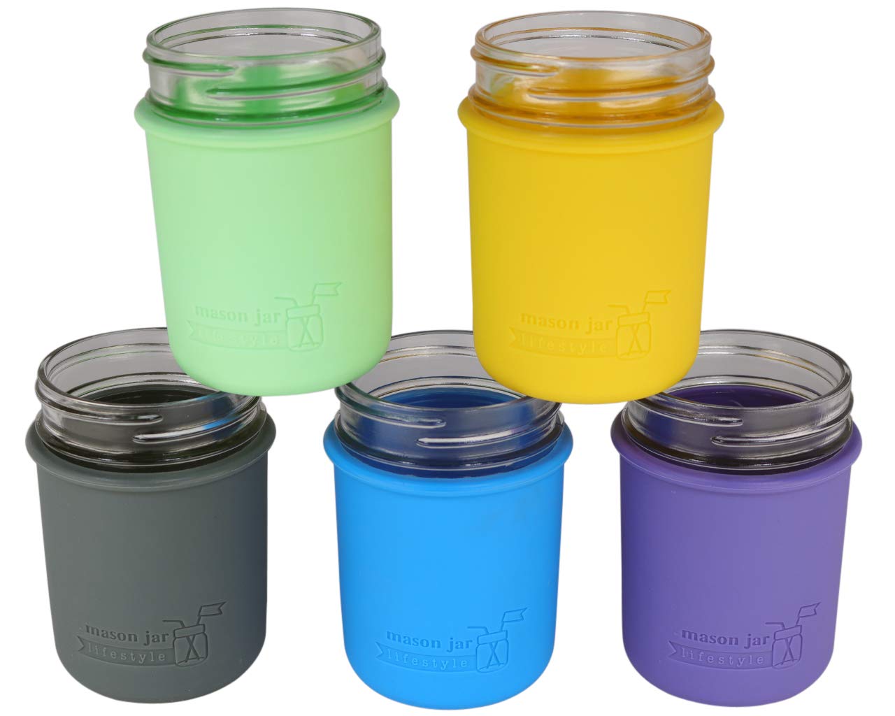 Regular Mouth Half Pint 8Oz Silicone Sleeves/Jackets For Protecting Ball, Kerr, Quilted Canning Jars By Mason Jar Lifestyle (Ult