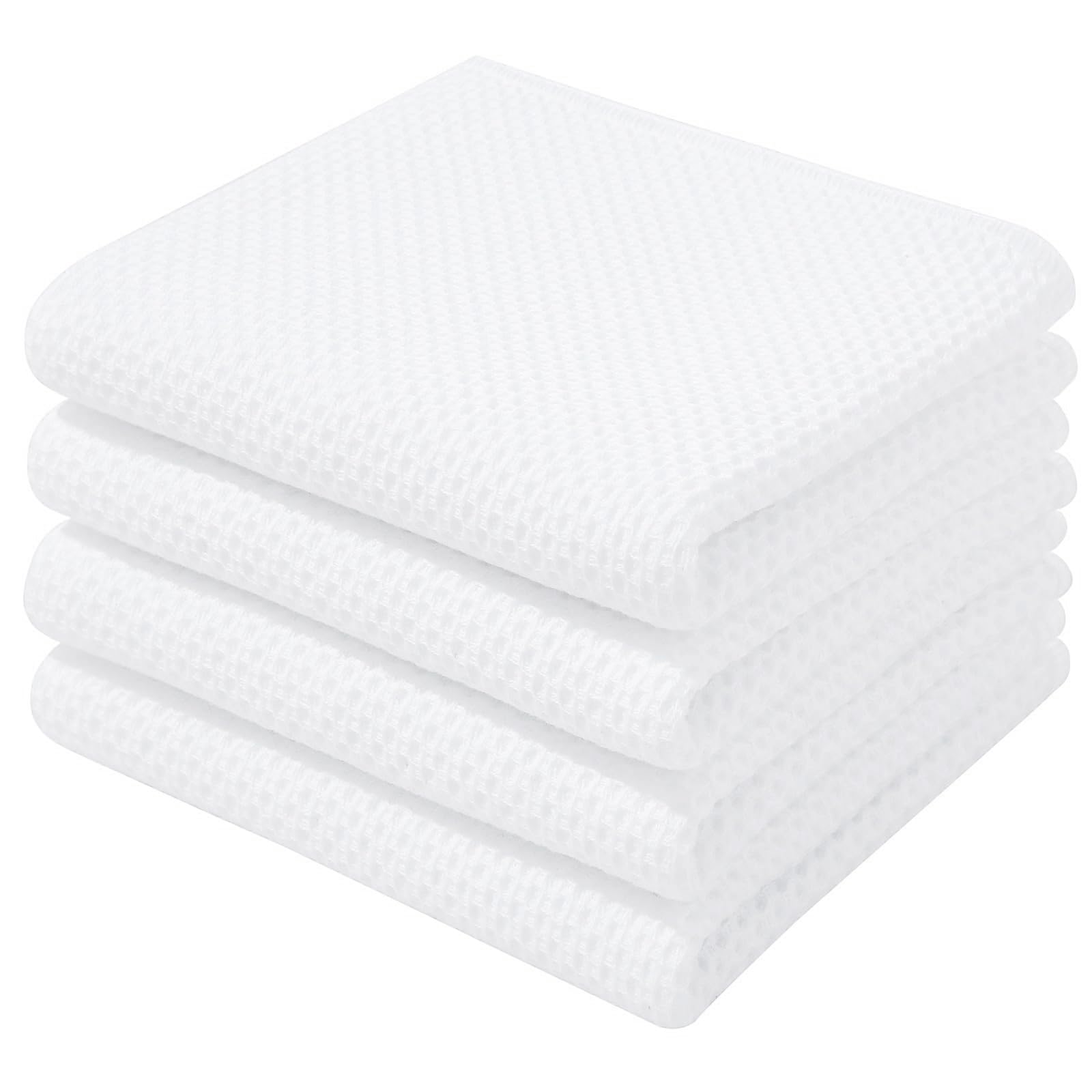 Homaxy 100% Cotton Waffle Weave Kitchen Dish Towels, Ultra Soft Absorbent Quick Drying Cleaning Towel, 13 x 28 Inches, 4-Pack, W