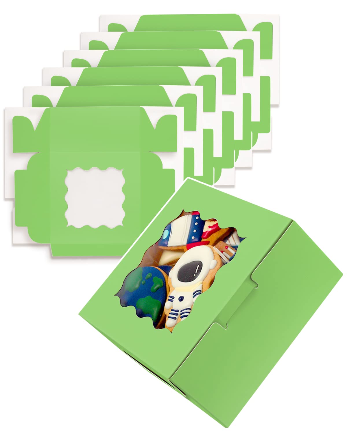 Qiqee Avocado Cookie Boxes With Window 36Packs 6X6X3 Avocado Bakery Box Pastry Box For Wedding Favor Birthday & Party