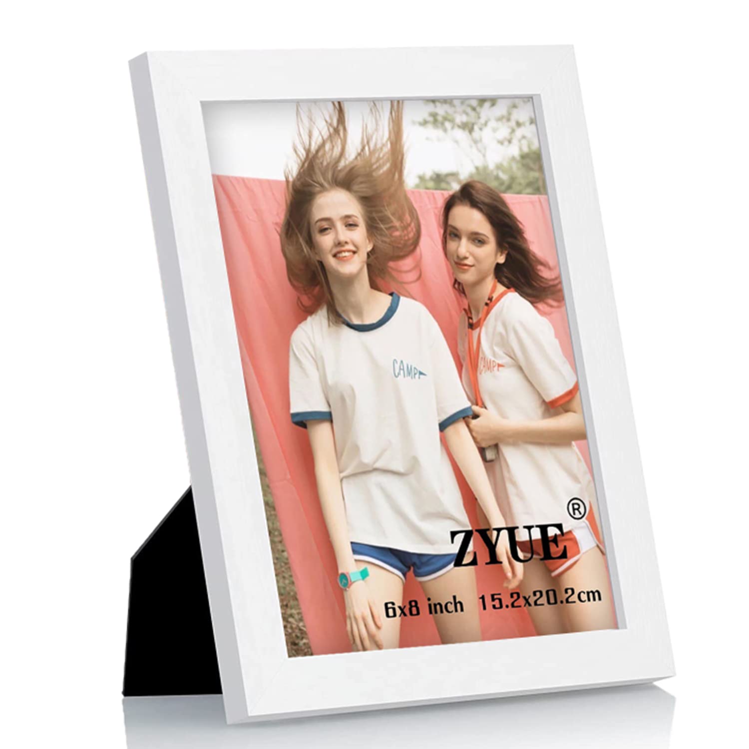 ZYUE 6x8 inch Picture Frame Made of 100% Solid Wood and High Definition PlexiGlass Display Pictures for Table Top Display and Wa