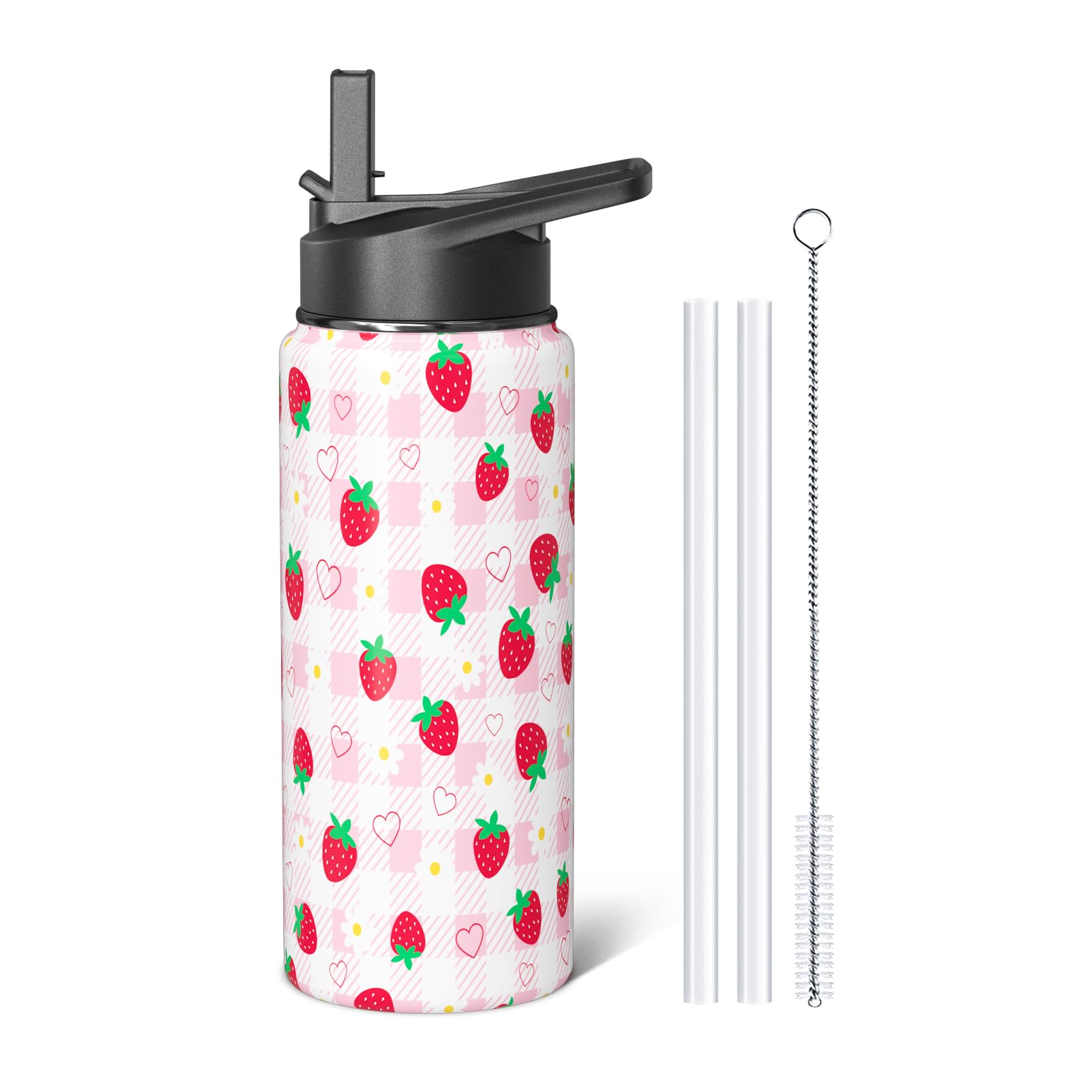 Sabobo Cute Strawberry 18oz Sport Water Bottle Gifts for Women Girls