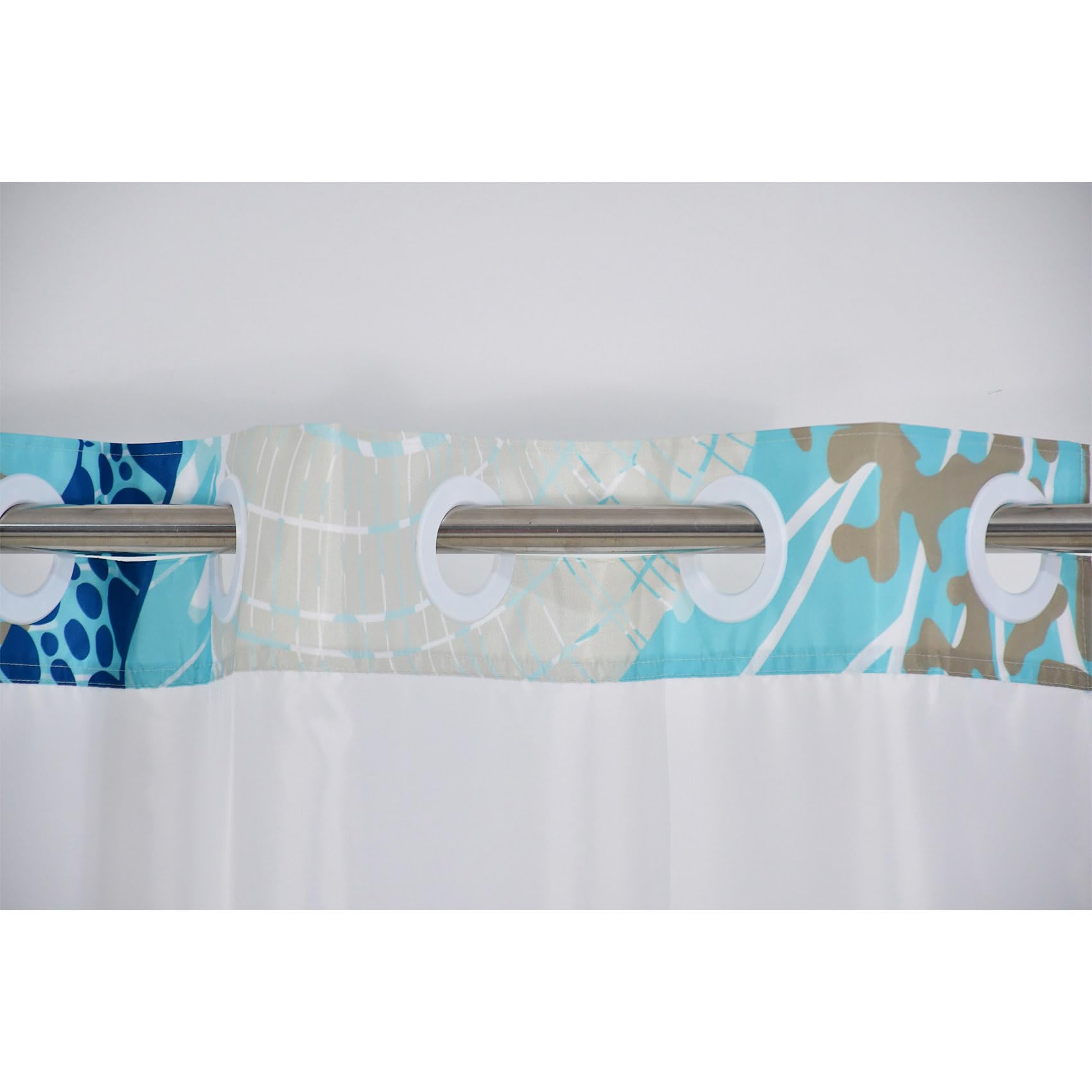 Yanutan No Hook Shower Curtain,Blue Ocean Double-Layered Shower Curtain With Snap-In Liner And Weights,Starfish Coral Nautical C